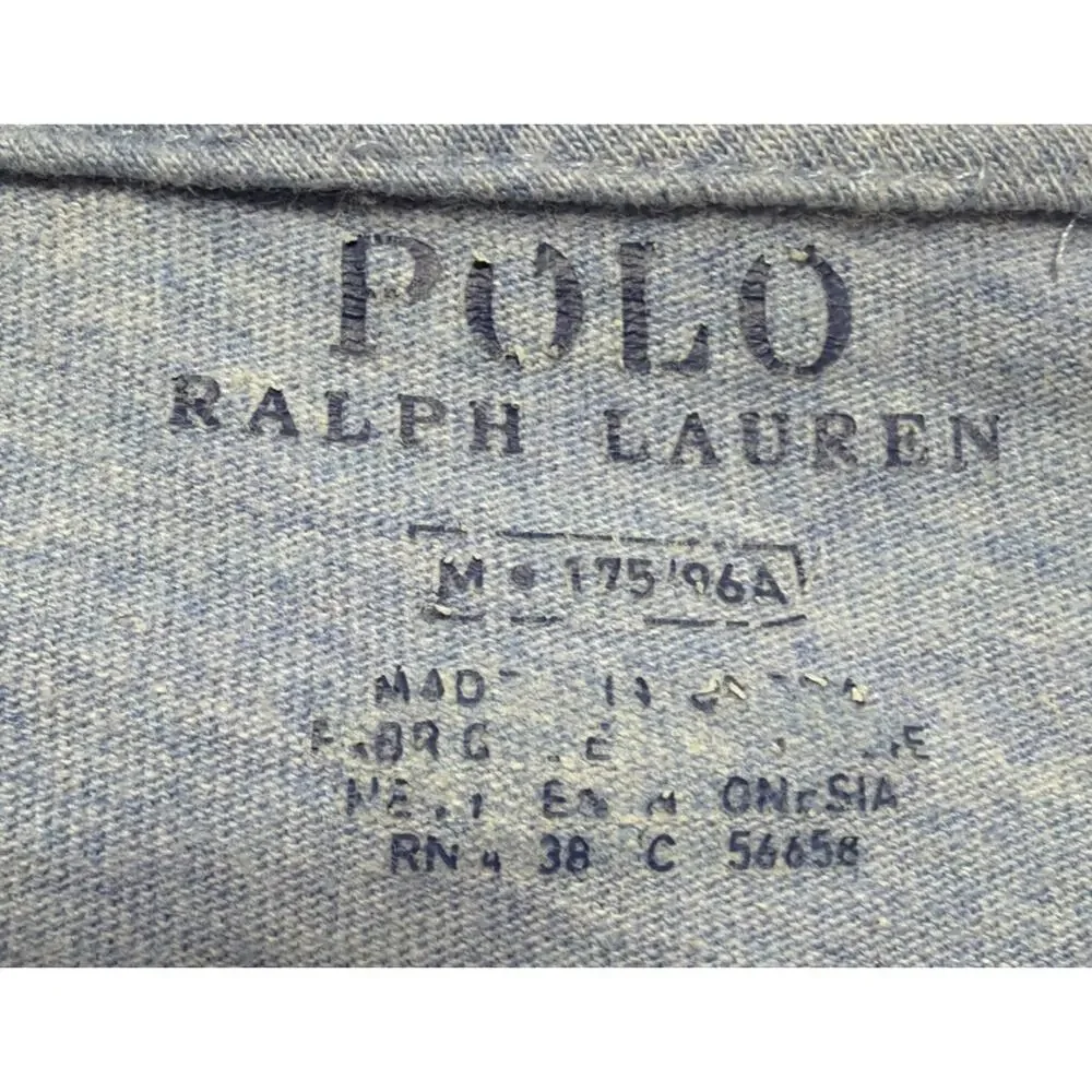 Polo Ralph Lauren Long Sleeve T-Shirt Heathered Blue Pony Logo Size Medium